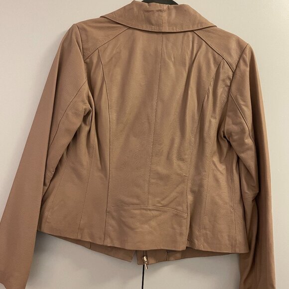 Cole Haan Lamb Skin Leather Round Neck Front Zip Moto Jacket NWOT - Picture 3 of 6